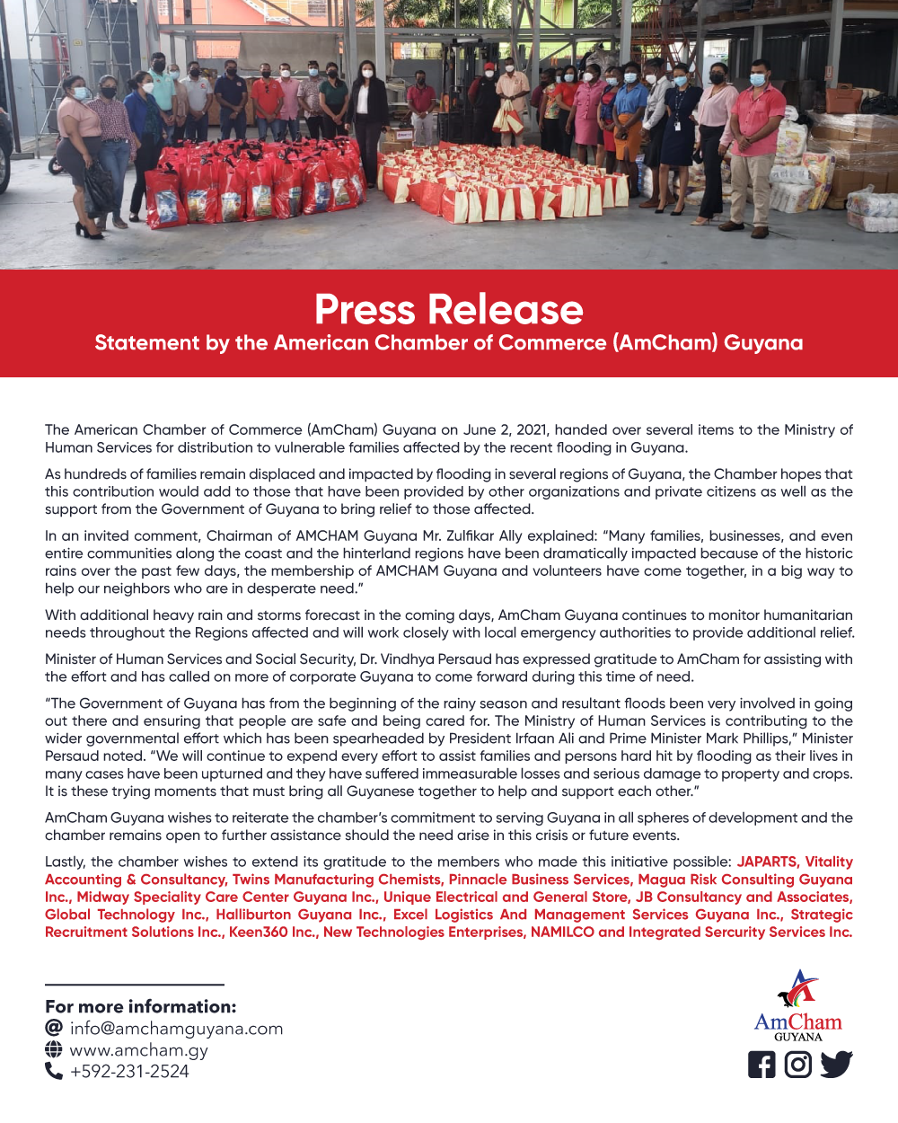 amcham flood relief statement