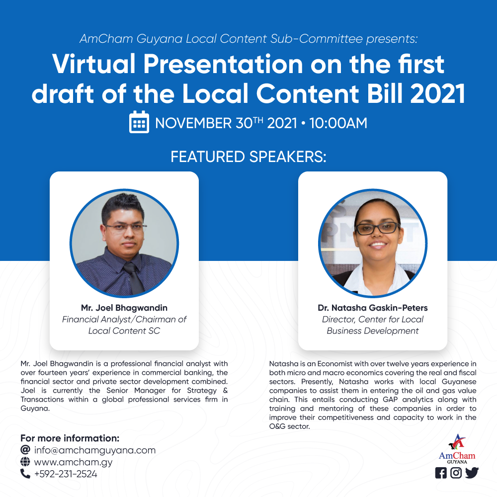 Virtual Presentation on the first draft of the Local Content Bill 2021